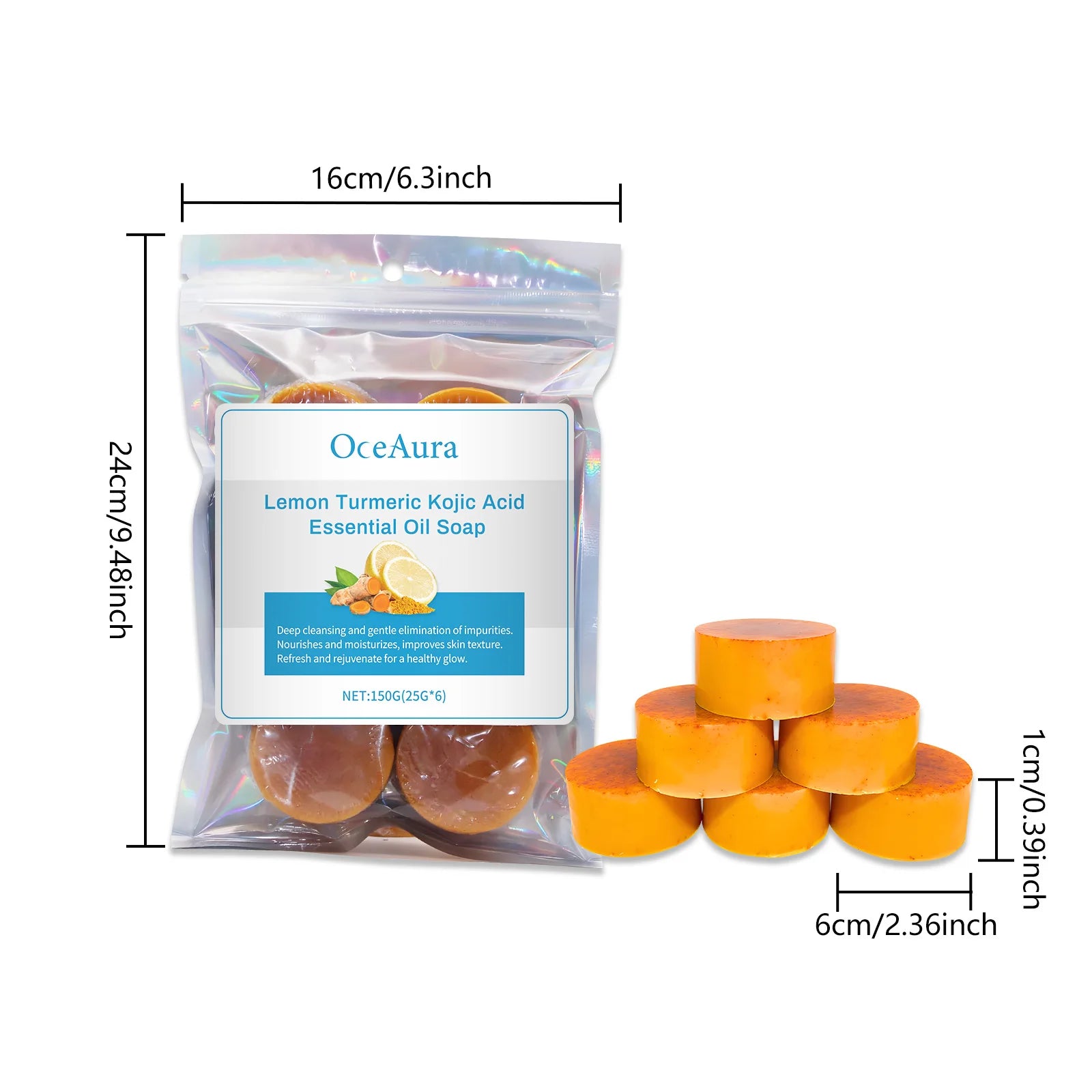 Oceaura Lemon Turmeric Brightening Soap Bar