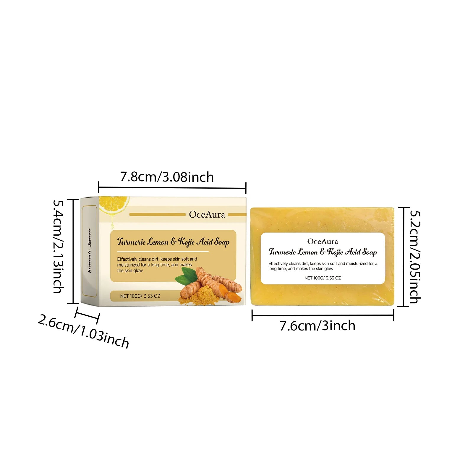 Oceaura Turmeric Lemon Brightening Bath Soap Bar