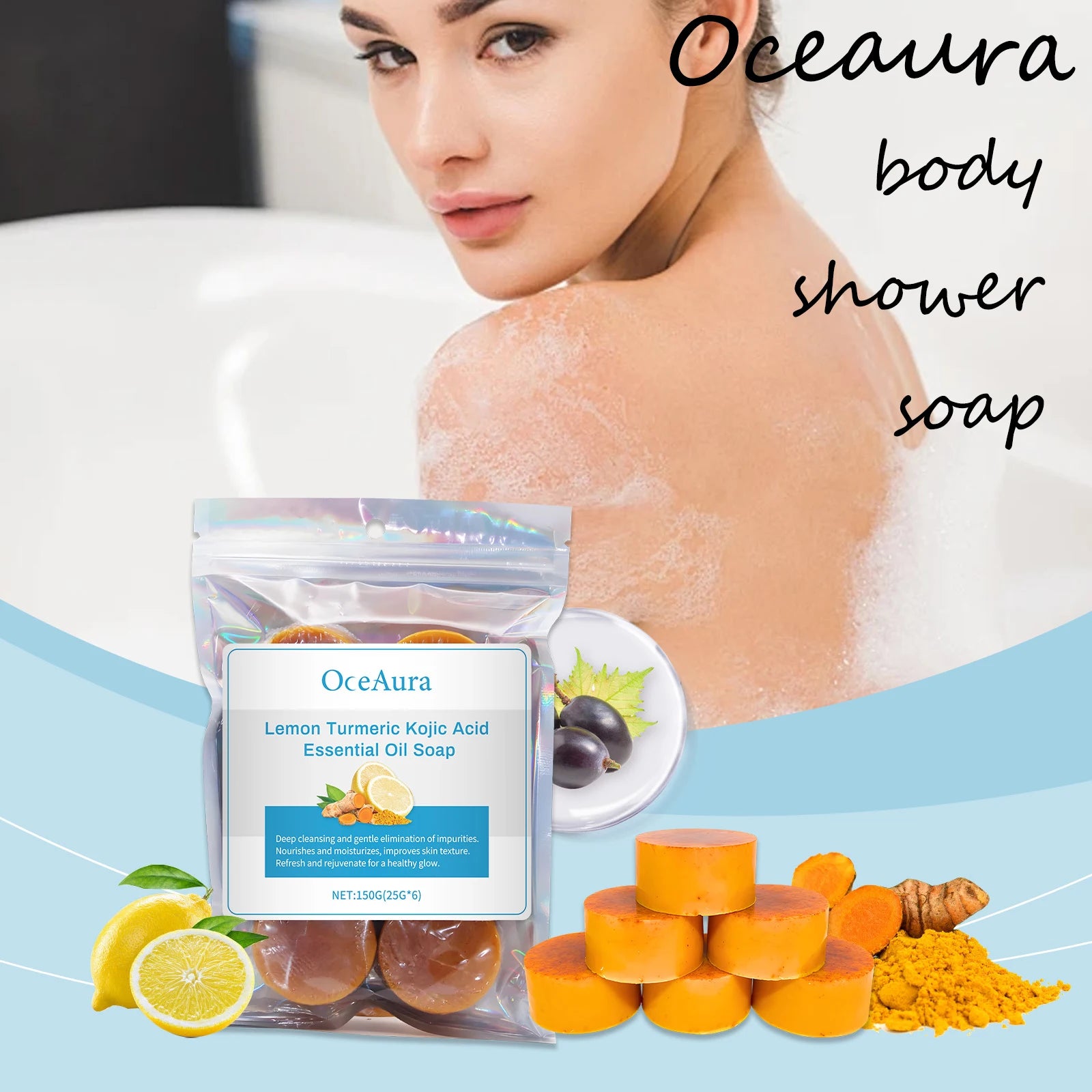 Oceaura Lemon Turmeric Brightening Soap Bar