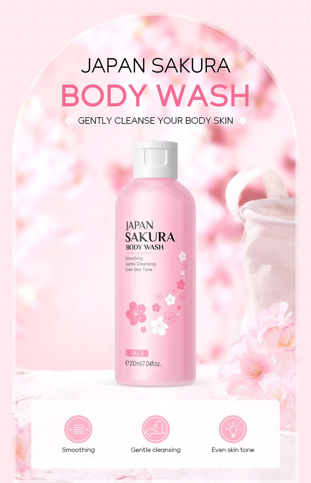 LAIKOU Japan Sakura Body Wash & Shampoo Set