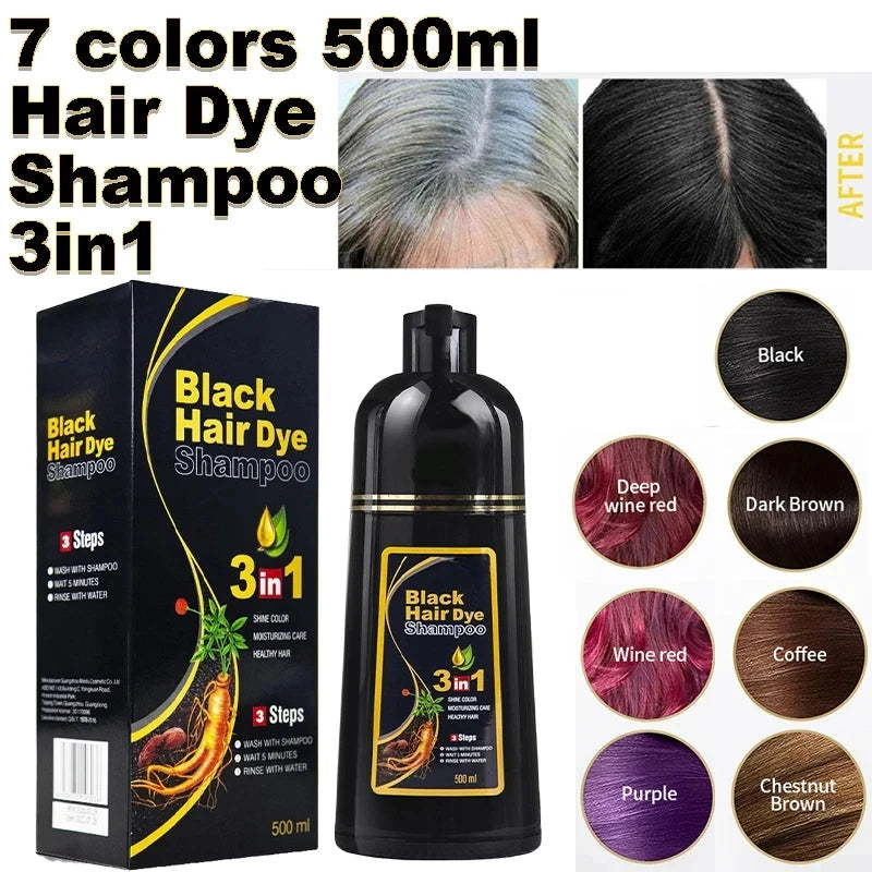 3-in-1 Hair Dye Shampoo – Instant Coloring & Natural Hair Treatment
