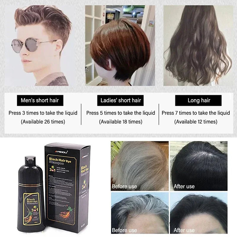 3-in-1 Hair Dye Shampoo – Instant Coloring & Natural Hair Treatment