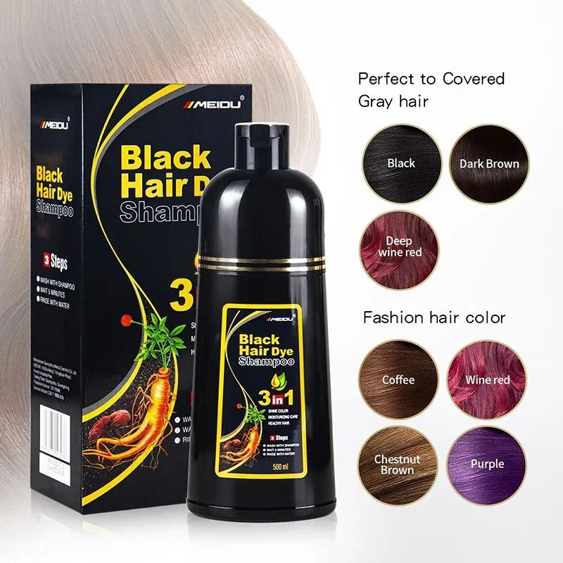3-in-1 Hair Dye Shampoo – Instant Coloring & Natural Hair Treatment